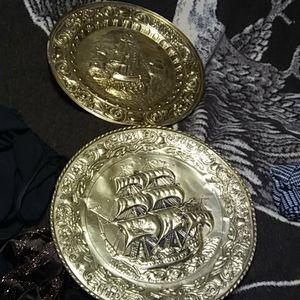 Vintage brass plates made in England nautical